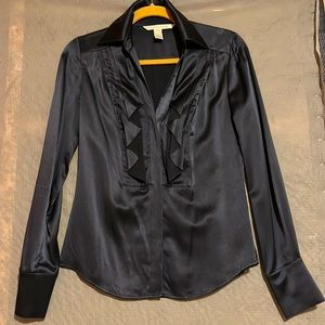 DVF Navy Silk Blouse